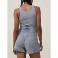 thumbnail image 5 of Biekopu Women Casual Ribbed Set Button Slim Fit Tank Top and Ruffles Trim Shorts Summer 2 Piece Outfits Loungewear, 5 of 5