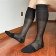 thumbnail image 2 of URTERYSER Men's Semi Opaque Dress Socks Thin Nylon Knee Length Long Stockings for Business Meetings and Formal Event Socks Hosiery Color D, 2 of 8