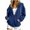 *Blue, variant on Women's Drawstring Hood Full Zip Long Sleeve Hoodie Jacket with Pockets,Casual Loose Solid Outerwear White,Women's Plus M