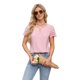thumbnail image 2 of Blusas Informales de Negocios para Mujer, Blusas Elegantes de Verano, Lindas Camisas de Corta, Conjuntos de Trabajo Modernos. Rosa L, 2 of 8