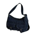 thumbnail image 1 of Bolso de hombro para mujer, estilo casual, estilo retro, de mezclilla, con correa ajustable, bolso de mano para debajo del brazo Azul oscuro, 1 of 8