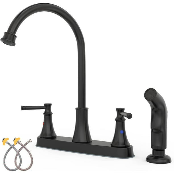 Yodudm Matte Black Kitchen Faucet,2 Handle Kitchen Sink Faucet with