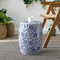 thumbnail image 3 of JONATHAN Y Lotus Blossom 17.5" Chinoiserie Ceramic Drum Garden Stool, Blue/White, 3 of 6