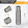 thumbnail image 2 of Uxcell 3 piezas de punta de destornillador Torx T40 1/4" de vástago hexagonal 25mm/1" de longitud, acero S2, cabeza de estrella de 6 puntos, puntas de destornillador de seguridad., 2 of 7