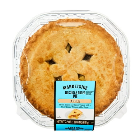 Marketside 8-inch No Sugar Added Baked Apple Pie, 22 oz Tray, 1 Count
