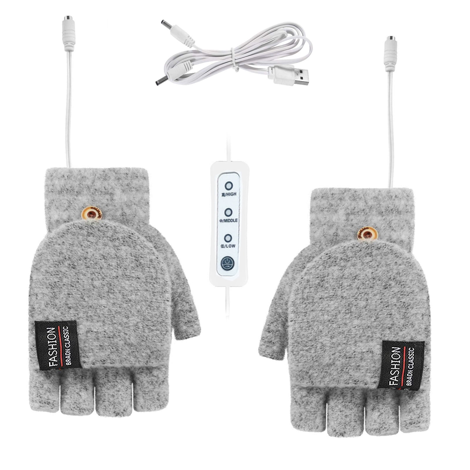 Littleduckling USB Heated Gloves 5V Low Voltage Electric Thermal Mitten Gloves Full & Half Hands Heated Gloves Knitting Fingerless Heating Hands