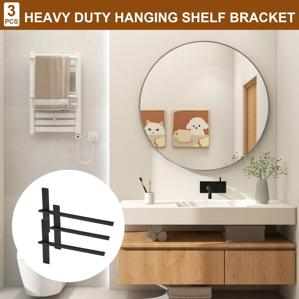 Flroha Heavy Duty Floating Shelf Bracket Heavy Duty Steel Floating Shelves Brackets 3 Pieces Modern Corbels Wall Shelving Support for Kitchens Bathrooms Bedrooms Offices in style