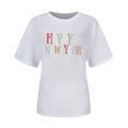 thumbnail image 4 of Fankiway T-Shirt Décontracté à Manches Courtes pour Femme avec Imprimé du Nouvel An, Col Rond, Haut à Manches Courtes, Haut/chemise à Manches Courtes à Col Rond, Ensemble de Vêtements pour Femmes, Tenues pour Femmes, Ensemble 2 Pcs, 4 of 7