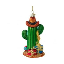 Kurt Adler Noble Gems Glass Christmas Ornament - Cowboy Cactus