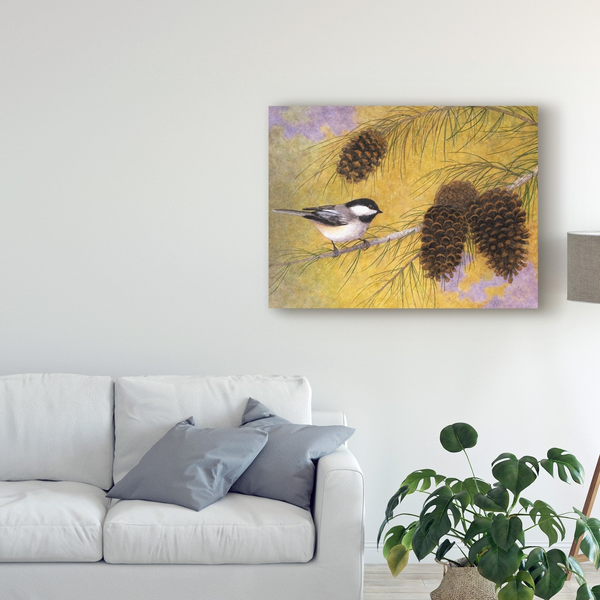 Trademark Fine Art 'Chickadee in the Pines I' Canvas Art by Marcia Matcham