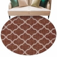 thumbnail image 2 of Brown Moroccan 6ft Round Rugs, Morocco Abstract Quatrefoil Geometric Washable Non-Slip Area Rugs for Living Room Bedroom Kitchen, Soft Low Pile Dining Room Kicthen Circle Carpet, Indoor Floor Rug, 2 of 9