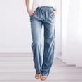 thumbnail image 2 of TRUBKH Drawstring Pants Women Linen Pants Women Cotton Palazzo Pants for Women Drawstring High Waist Cotton Linen Palazzo Pants Women' S Culottes Cotton Yoga Pants for Women Sky Blue S-3XL, 2 of 9