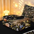 thumbnail image 6 of Homewish Vintage Tree Of Life Zipper Twin Comforter Sets with Fitted Sheet and 2 Pillowcases,Romantic Floral Zipper Bedding Set,Black Green,Black Reversible,4pcs, 6 of 8