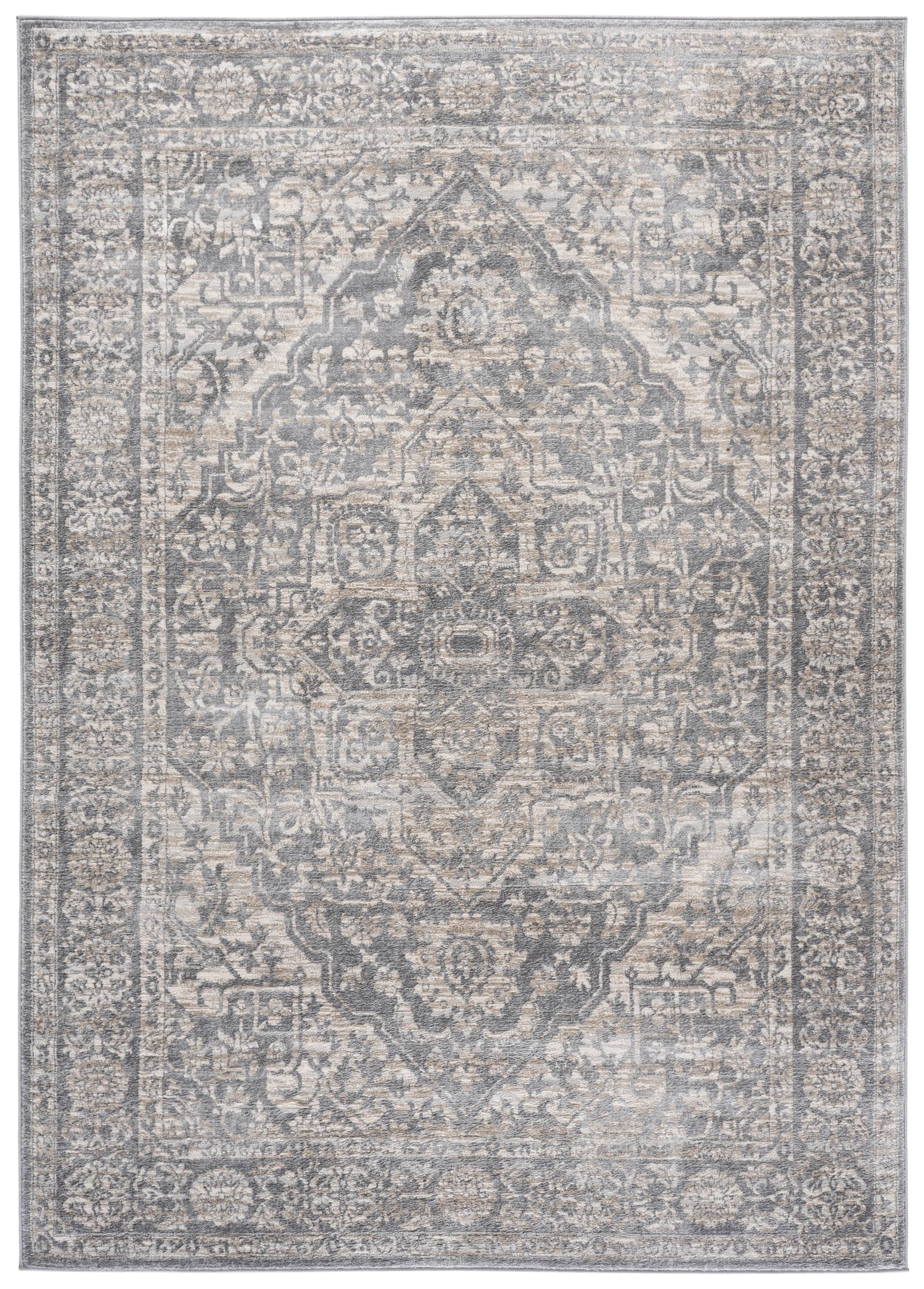 SAFAVIEH Brentwood Adams Oriental Area Rug, Light Gray/Ivory, 4' x 6'