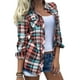 thumbnail image 1 of Camisa a cuadros para mujer Patrón a cuadros casual Bolsillo en el pecho Colores vivos de moda Túnica a cuadros para mujer Rojo S, 1 of 4