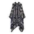 thumbnail image 1 of TINZ Cape Tricotée Style Ethnique Rétro pour Femmes Grande Cape Bohème pour Superposition Mode Confortable Gilet à Capuche des Années 1920 pour Femmes Robe de Sol Châle pour Femmes Hiver, 1 of 2