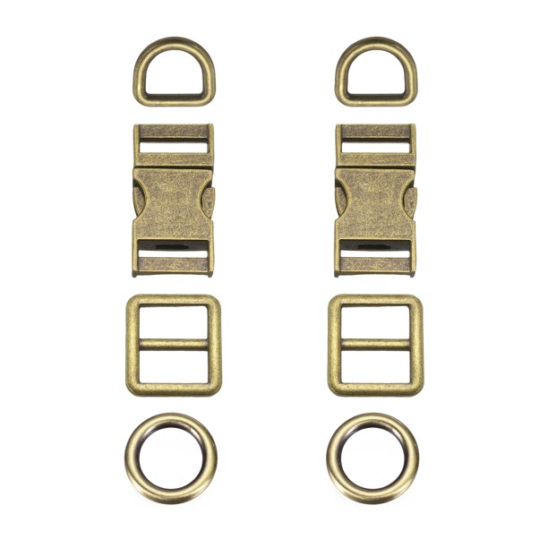 Uxcell 2 juegos de hebillas de liberación lateral de metal de 15 mm/5/8" ajustables con clip y deslizadores para correas de mochila, bronce envejecido