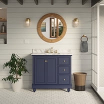 Bella 36" Bathroom Vanity with Royal Blue Cabinet and Carrara Marble Top
