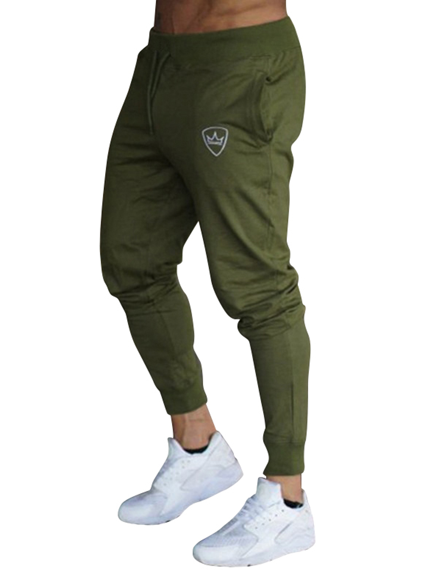 green skinny joggers
