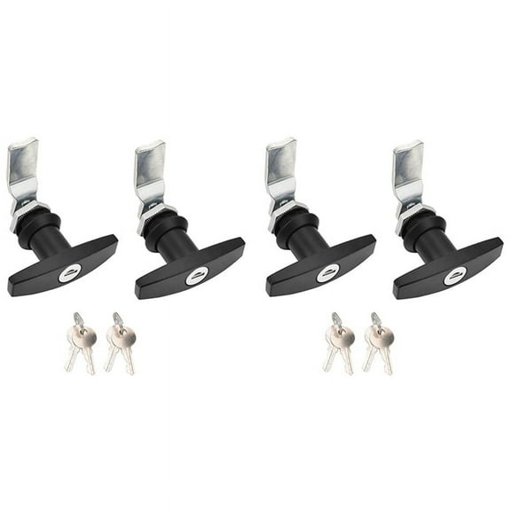 2X T-Handle Door Lock Truck Cap Locking with 2 Keys for Most of Truck Cap Toppers Tops Black