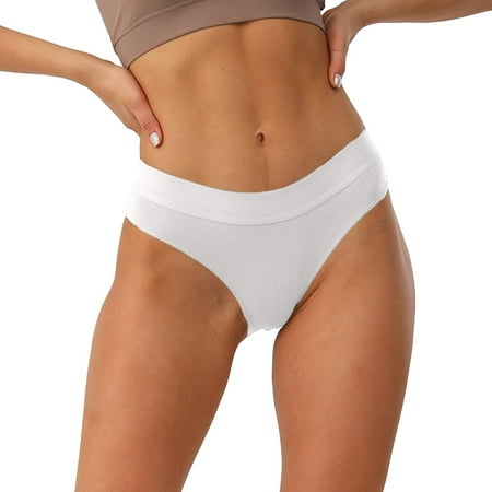GHSOHS Womens Underwear Panty Plus Size Underwear 4X-5X Breathable Thongs for Women Seamless Comfortable Solid Breathable Low Waist Underwear Cotton Crotch Underpants White Briefs Seamless Thong L