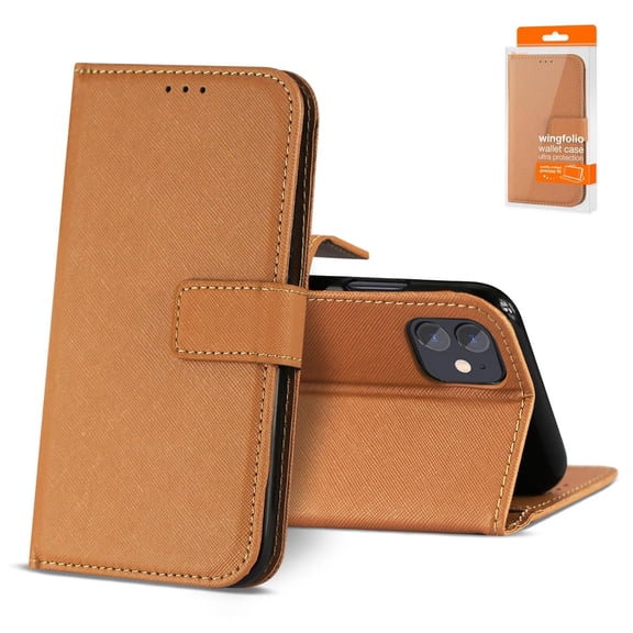 APPLE IPHONE 12 MINI Phone Cases, Slim Stand Case with Credit Card Holder Slots Wallet Pouch Flip Cover For APPLE IPHONE 12 MINI In Brown