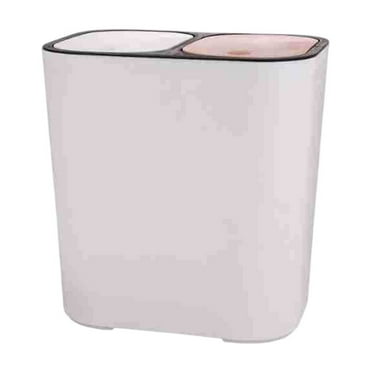 ChicYu Double Compartment Kitchen Trash Can with Lid for Dry Wet Waste Separation Modern White Waste Container Stylish Home Garbage Bin White