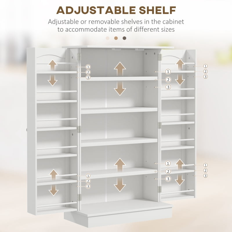 Alvantor Paper Freestanding Kitchen Pantry Storage Cabinet with Door Racks & 5-Tier Shelves 23.6" x 11.8" x 40.9" White