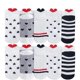 thumbnail image 1 of pares de calcetines tobilleros a rayas con bonito diseño de amor para mujer, 1 of 5