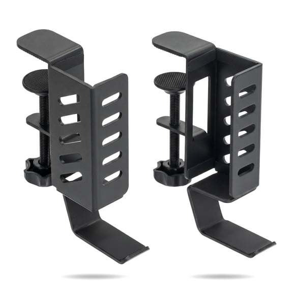 Vertical Laptop Stand, Under Desk Mount - No Drill Space Saving Laptop Holder for Desk Organization, Clamp on Desktop or Tabletop (Black)