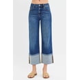 thumbnail image 1 of I AM A FASHION JUNKY RISEN Full Size Mid Rise Crop Wide Wide Cuffed Jeans Plus Size (DARK, 3), 1 of 6