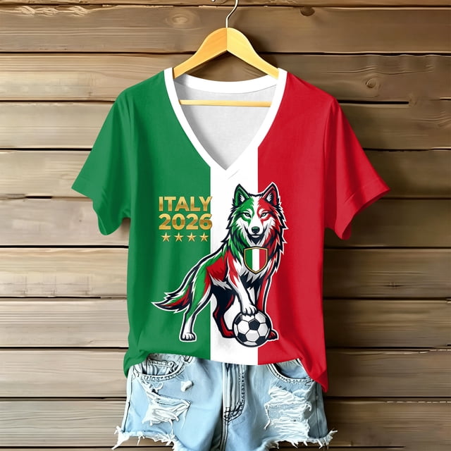 Women's Football Graphic T-Shirt,V-Neck Short Sleeve Graphic Print T-Shirt, Lightweight Summer Casual Soft Top for Everyday Wear for Soccer Tournament 2026 Wine Size: L