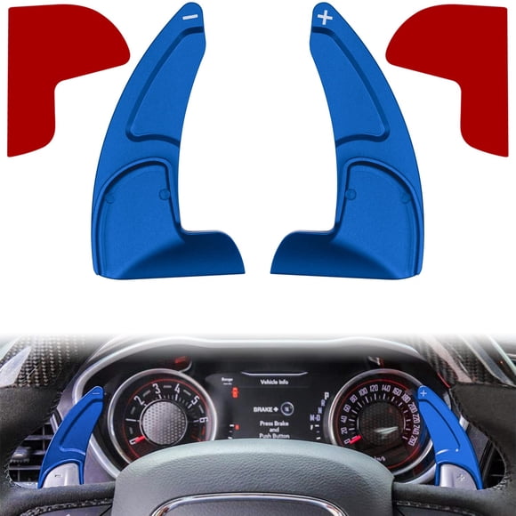 Steering Wheel Shift Paddle Extended Shifter Trim Cover for Dodge Challenger Charger Durango RT & Scat Pack 2015-2024, for Jeep Grand Cherokee 2014-2021 Interior Decoration Accessories (Blue 2PCS)