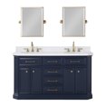 thumbnail image 2 of Water Creation Palace 60" Wood Double Bathroom Vanity in Blue & Gold, 2 of 12