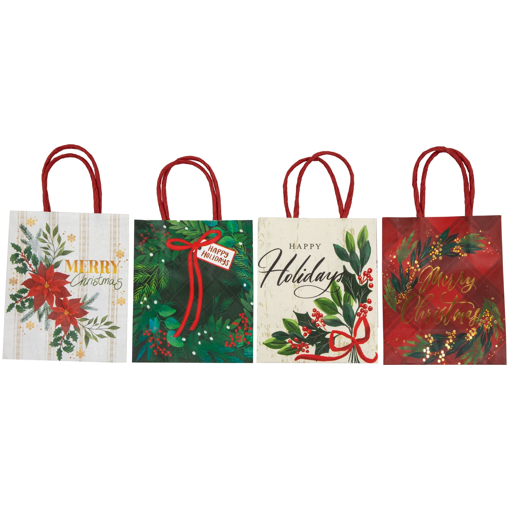 Northlight 20-Count Assorted Christmas Themed Paper Gift Bags