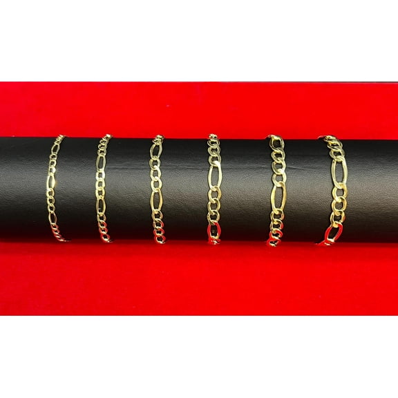 14K Gold Figaro Chain Bracelet,14k Real Gold Figaro Bracelet, 14k Real Gold Bracelet, Real 14k Gold Chain, Men and Women Bracelet (Bracelet width:3.2; Bracelet length:8;)