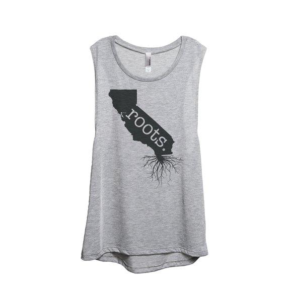 Thread Tank Home Roots State California CA Women's Sleeveless Muscle Tank Top Sport Grey Small