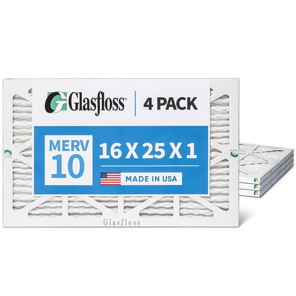 Glasfloss ZL 16x25x1 MERV 10 Pleated AC Furnace Air Filters. Box of 4. Exact Size: 15-1/2 x 24-1/2 x 7/8