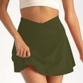 thumbnail image 4 of Olyvenn Women's High Waisted Tennis Skirt Skort Crossover Waist Built-in Shorts Athletic Green XL, 4 of 5