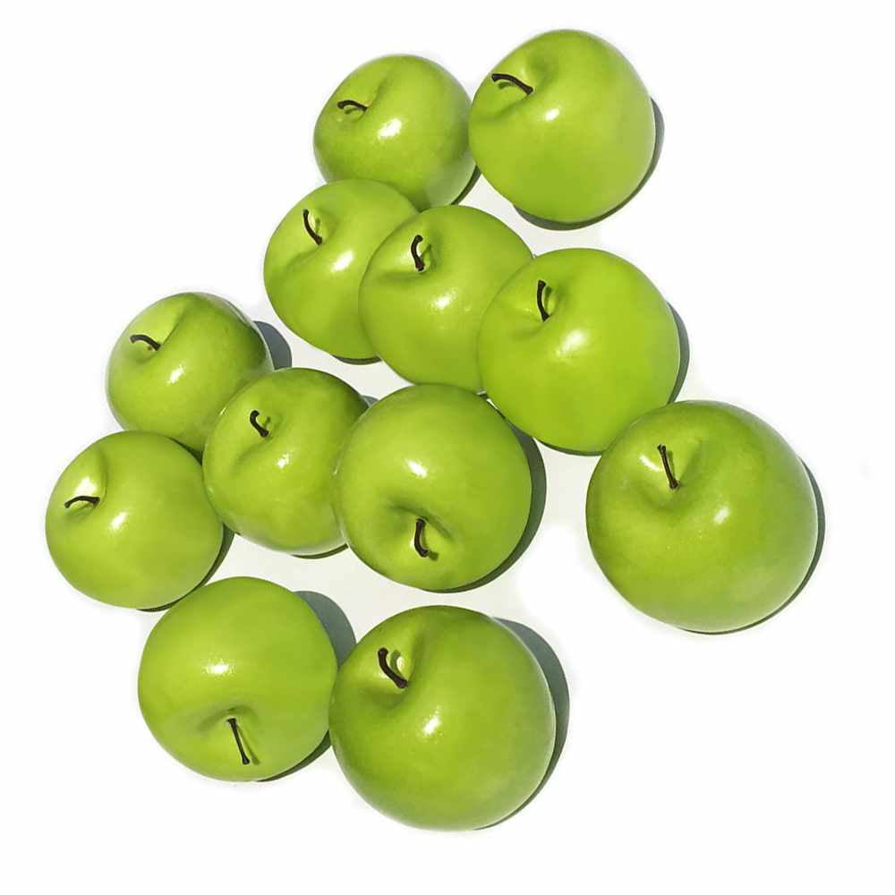 ALEKO 6 Green Apples Artificial Lifelike Plastic Home Decor Fake Fruits 