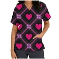 thumbnail image 2 of Abomasnow Scrubs for Women Plus Size V Neck Short Sleeve Nursing Tees Valentine's Day Heart Graphic Nurse Uniform S-5XL, 2 of 5