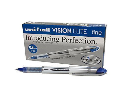 Uni-ball Vision Elite UB-200 0.8mm Tip Rollerball BLACK Pen Pack Of 5 