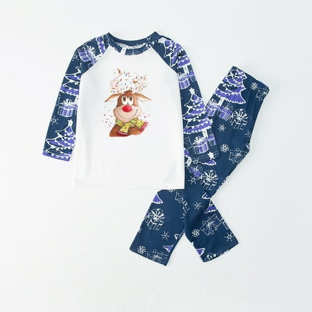 

EQWLJWE Parent-child Warm Christmas Set Printed Home Wear Pajamas Two-piece Kid Set Christmas Pajamas for Family Holiday Clearance