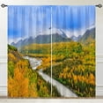 thumbnail image 3 of Landscape Curtains Rod Pocket Blackout Room Darkening Curtains with Forest River Mist Mountain Scenery Print Pattern Nature Theme Window Drapes for Bedroom Living Room 2 Panels 52 x 84 Inch, 3 of 6