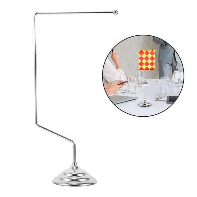 KONTONTY Mât de Drapeau Résistant à l'Usure Support de Drapeau de Bureau Argent Acier Inoxydable pour Signature de Contrat Simple et Élégant 1 Paire