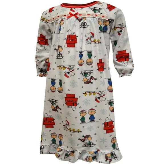 American Marketing Enterprises INC Girls Peanuts Gang Charlie Brown Christmas Traditional Flannel Nightgown