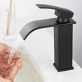 thumbnail image 1 of Grifo de cascada para lavabo, boca ancha, acero inoxidable, tratamiento de espejo, codo cuadrado debajo del mostrador, grifo para lavabo de encimera., 1 of 3