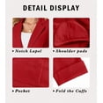 thumbnail image 4 of JWD Women's Slim Fit 3/4 Sleeve Notched Lapel Blazer - One Button Business Office Jacket with Pockets Red 8, 4 of 6