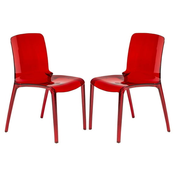 Modern Dining Chairs Set of 2 - Clear Stackable Accent Chairs for Kitchen Dining Room