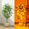 thumbnail image 3 of 4FT Artificial Ficus Tree with Natural Wood Trunk and Lifelike Leaves, Silk Fake Potted Tree with Wood Branches, Faux Tree for Office Home Decor, 3 of 11